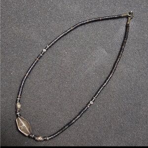 vintage heishi shell necklace With Sterling Silver Beads And Hook Clasp 14 In.